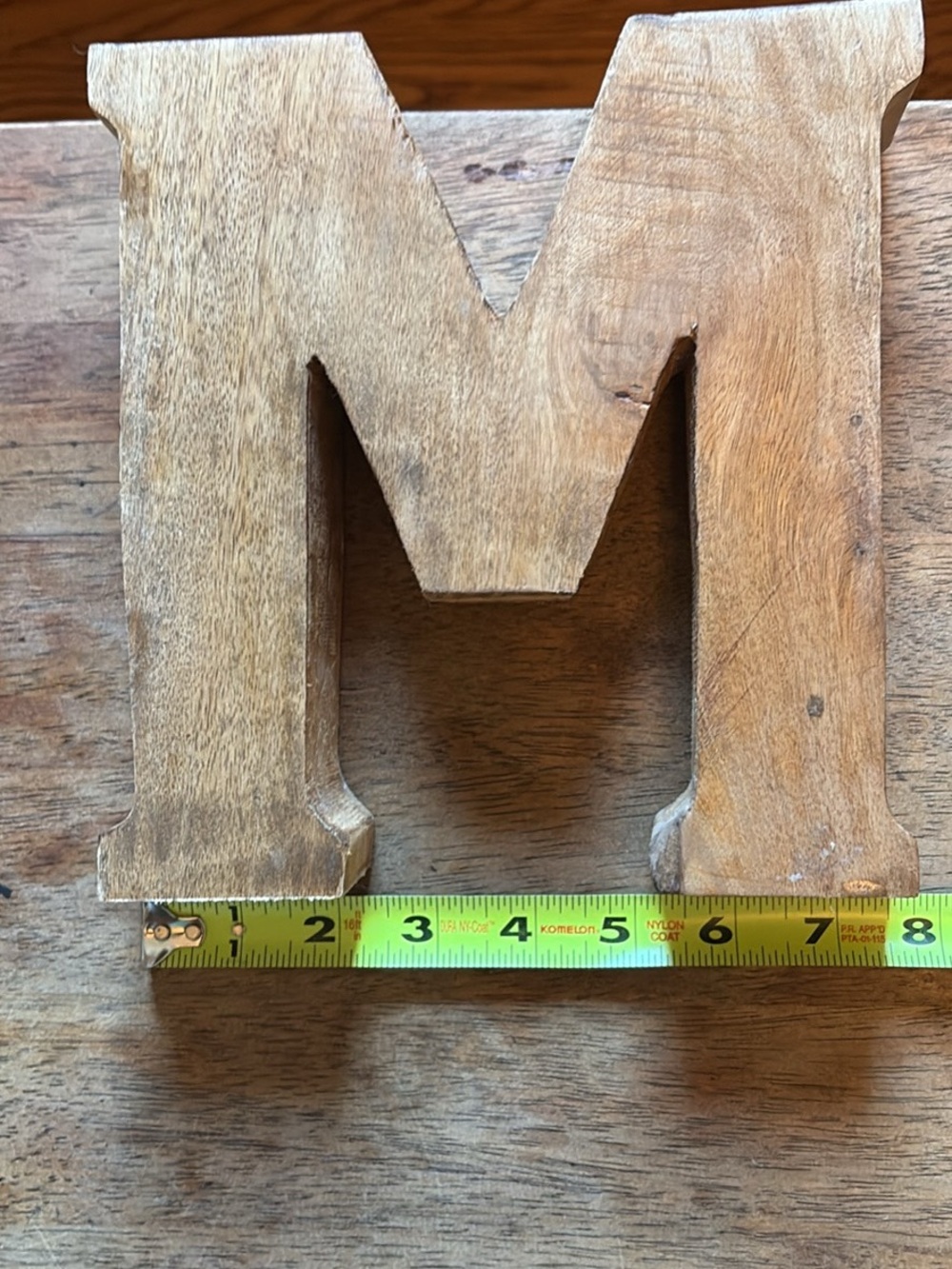 Handcrafted Wooden Letter 'M' Home Accent - Brown